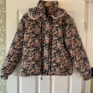 Ivy City Co Black Floral Puffer Jacket
